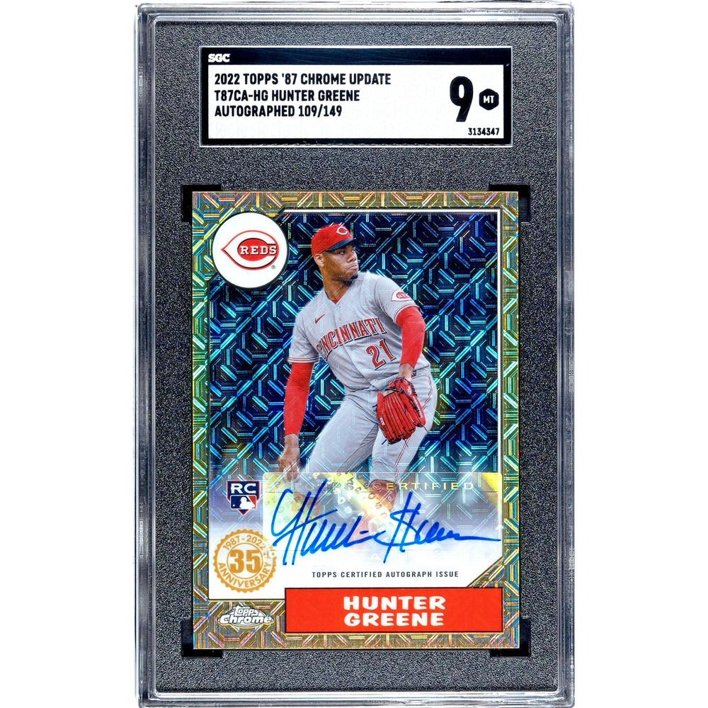 2022 Topps Update '87 Silver Pack Chrome Auto RC #T87CAHG Hunter Greene 109/149